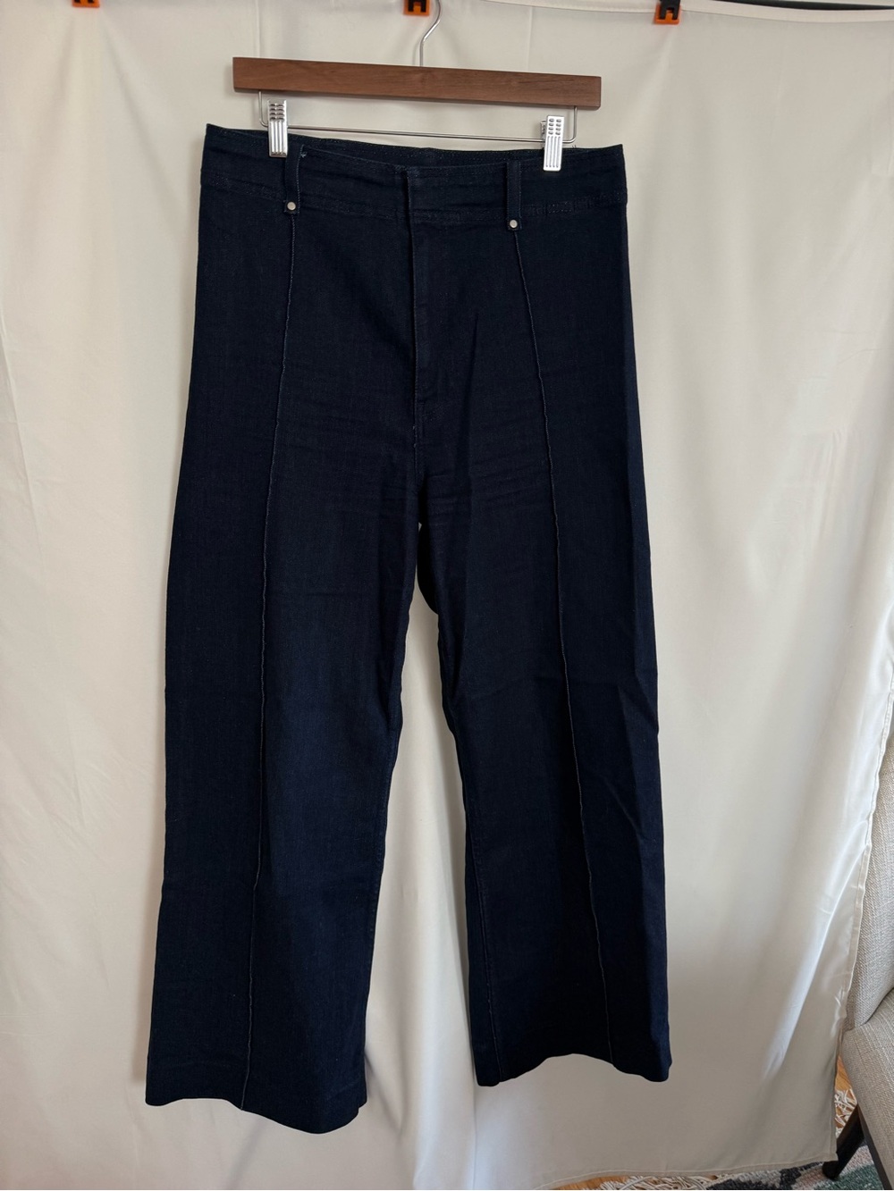 Zara Women's Dark Navy Wide-Leg Jeans